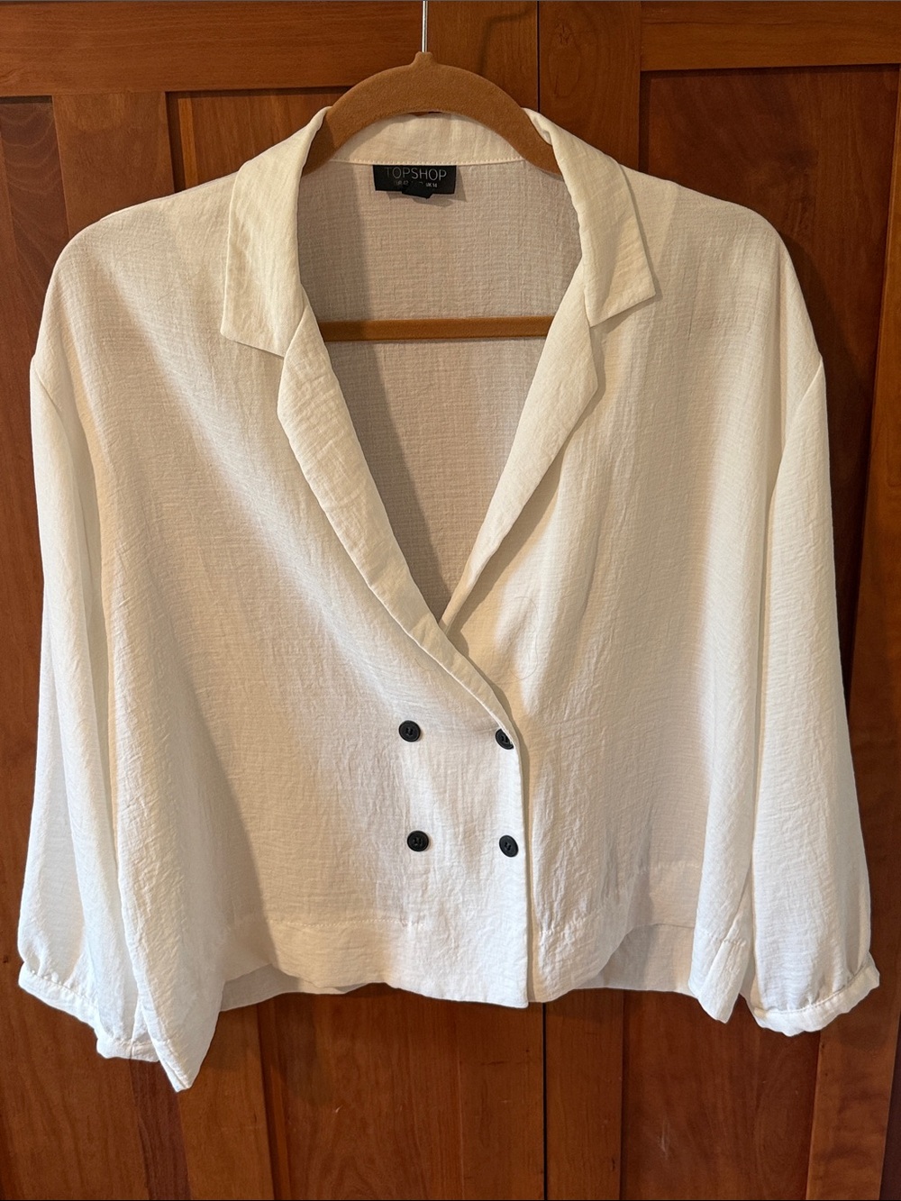 Topshop Cream Double-Breasted Shirt Size 10